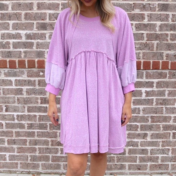 Listicle Dresses & Skirts - Light Weight French Terry Baby Doll Hi Low Dress Multiple Sizes